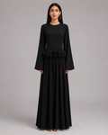 Ayla Floral Waist Maxi Dress - Black