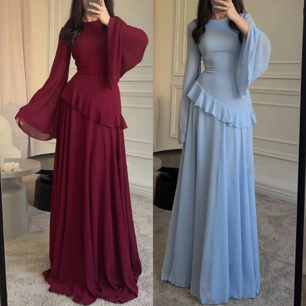 Aurelia Ruffle Maxi Dress - Burgundy