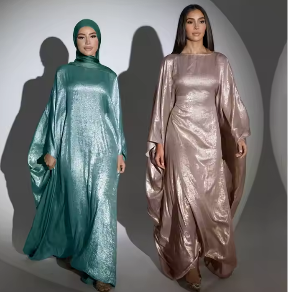 Soraya Shimmer Kaftan Dress - Light Blue