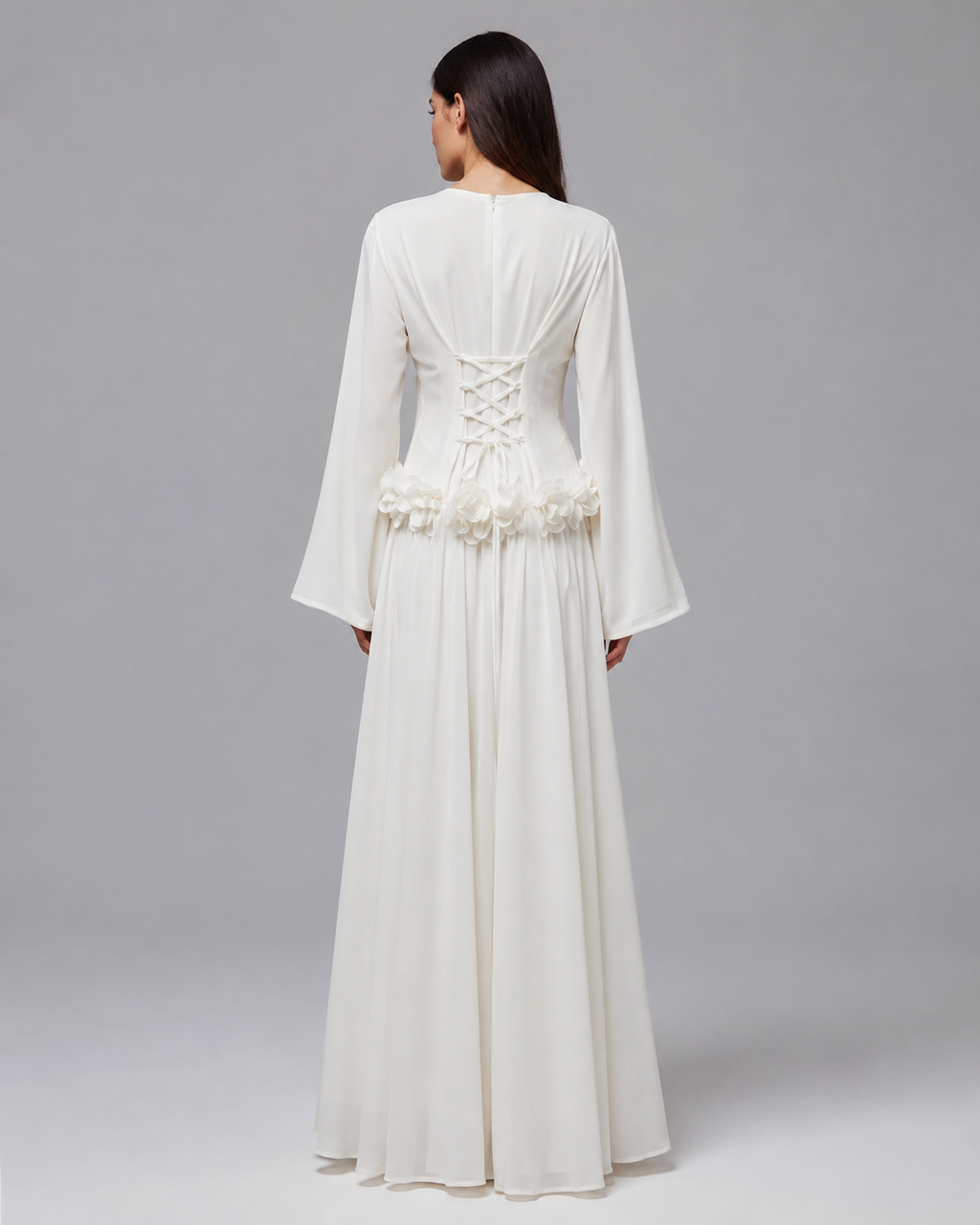 Ayla Floral Waist Maxi Dress - White