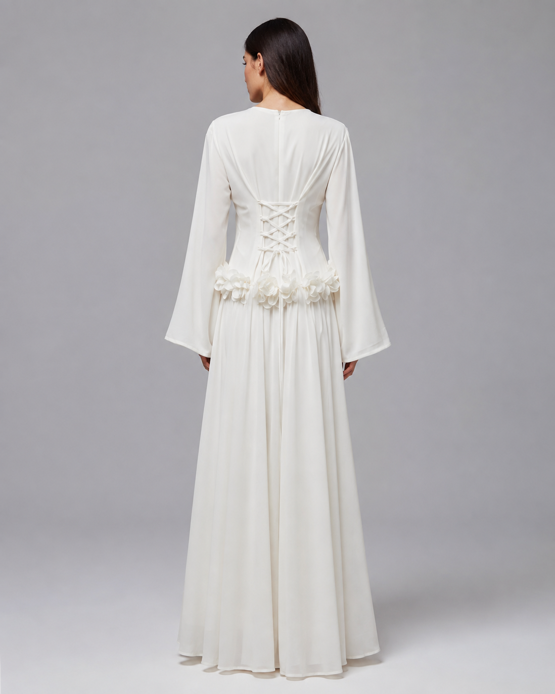 Ayla Floral Waist Maxi Dress - White