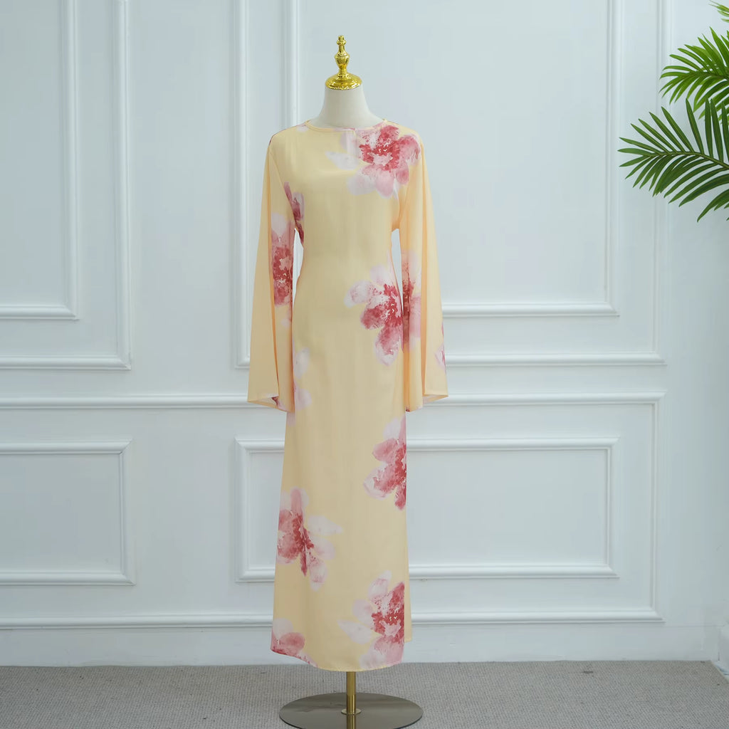 Amalfi Floral Maxi Dress - Butter Yellow/Pink
