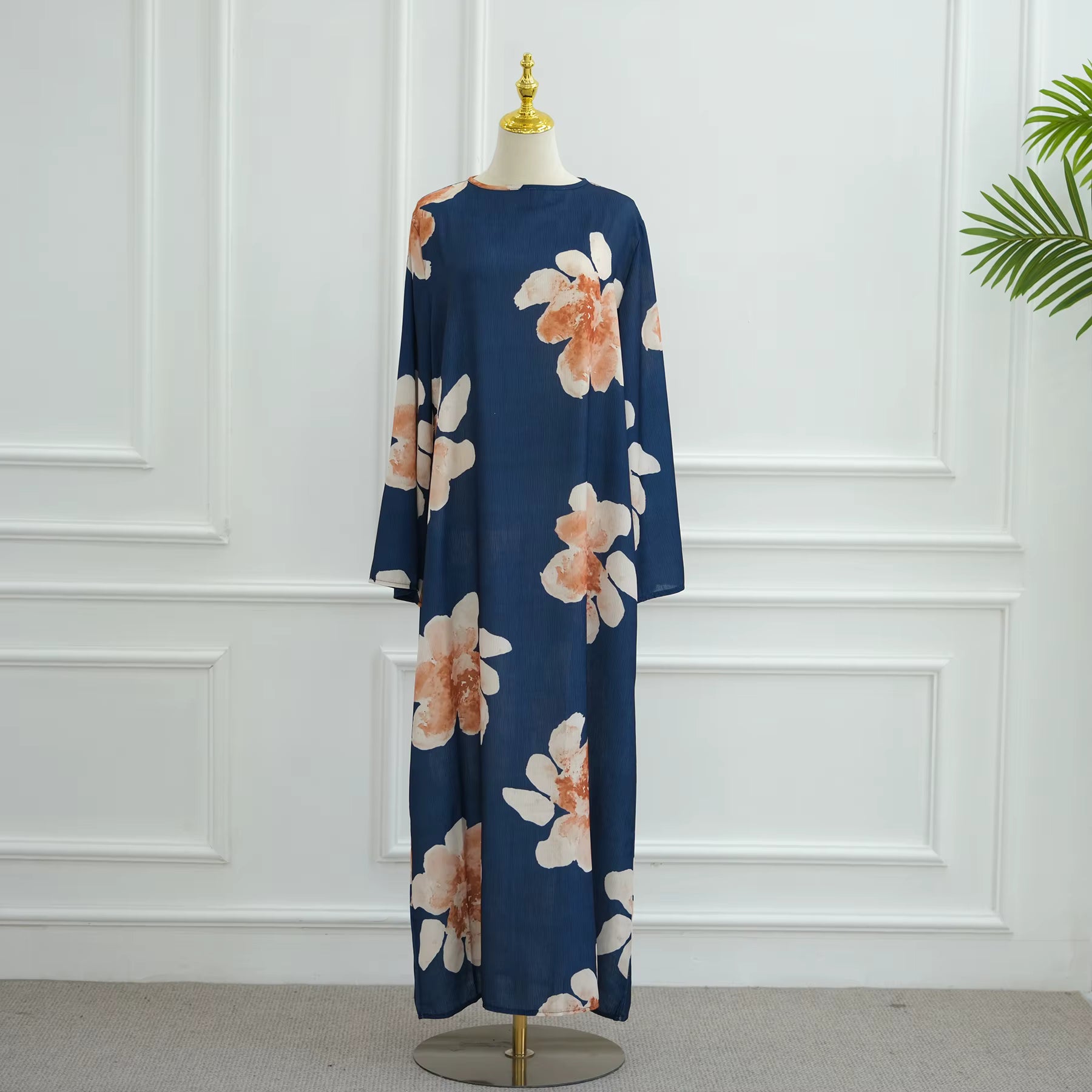 Amalfi Floral Maxi Dress - Navy/Orange