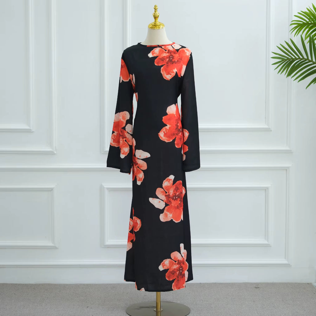 Amalfi Floral Maxi Dress - Black/Red