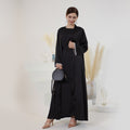 Marla Satin Diamond Trim Modest Dress - Black