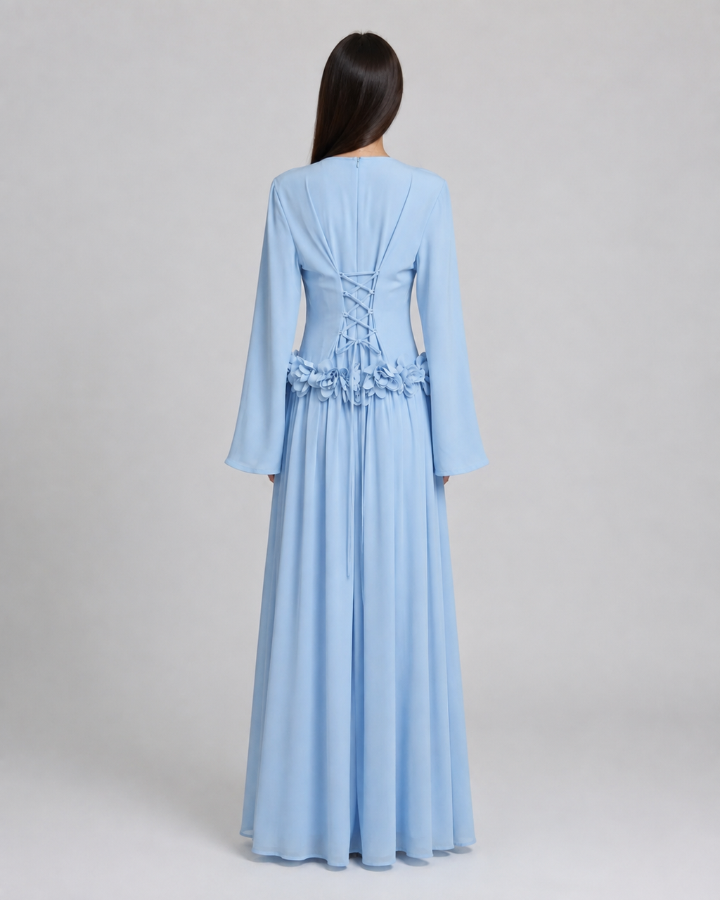 Ayla Floral Waist Maxi Dress - Blue