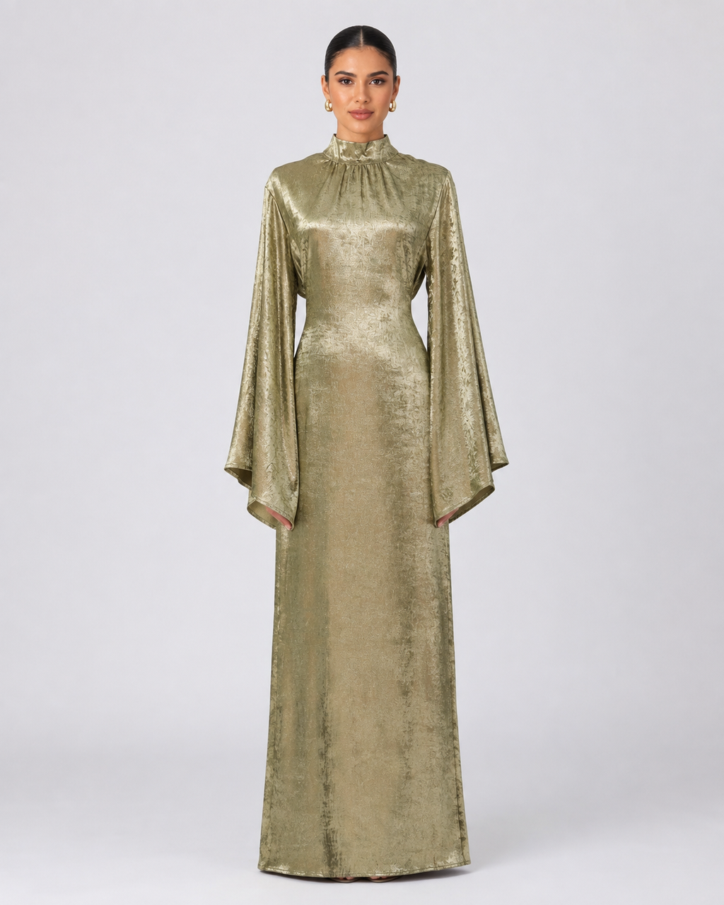 Samira Shimmer Dress - Olive Gold