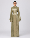Samira Shimmer Dress - Olive Gold