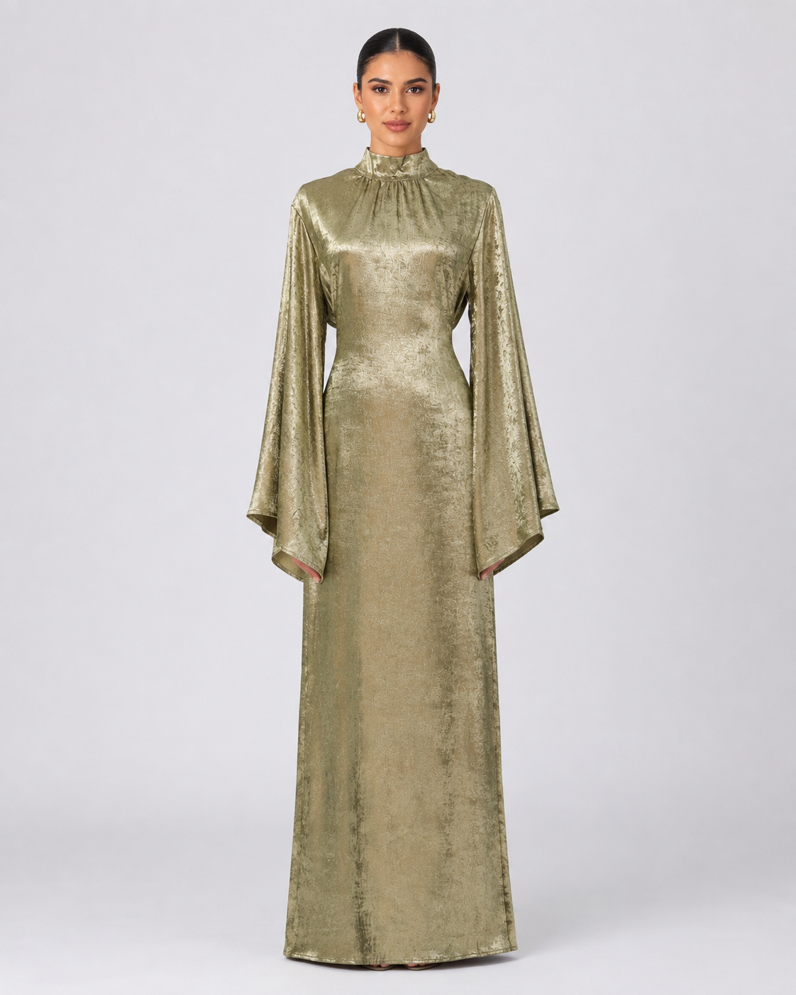 Samira Shimmer Dress - Olive Gold
