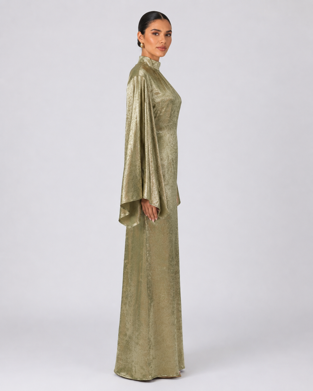 Samira Shimmer Dress - Olive Gold