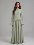 Ayla Floral Waist Maxi Dress - Light Green