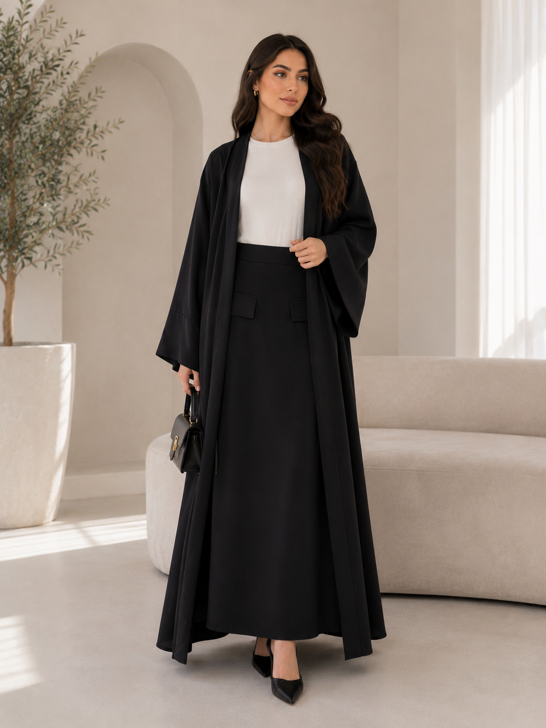 Amal Co Ord Abaya Set - Black