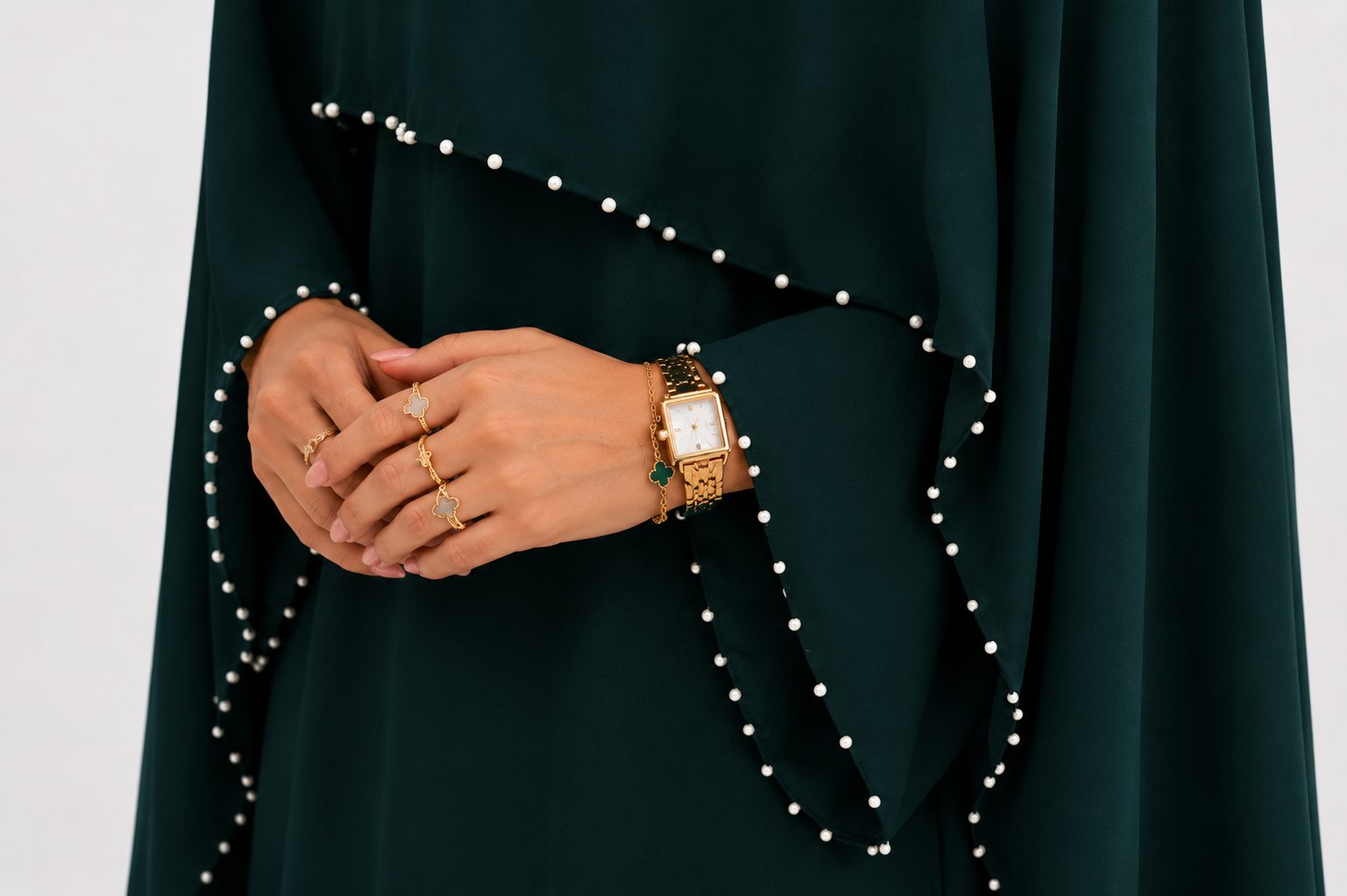 Layla Pearl Shawl Dress - Emerald
