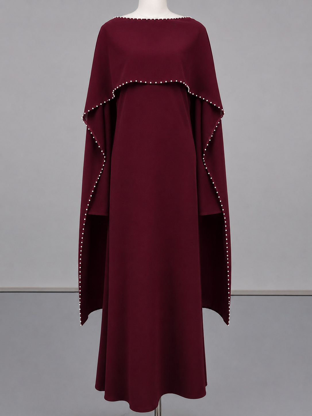 Layla Pearl Shawl Dress - Burgundy