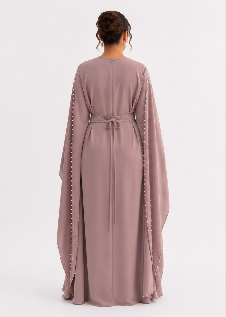 Layla Pearl Shawl Dress - Mocha