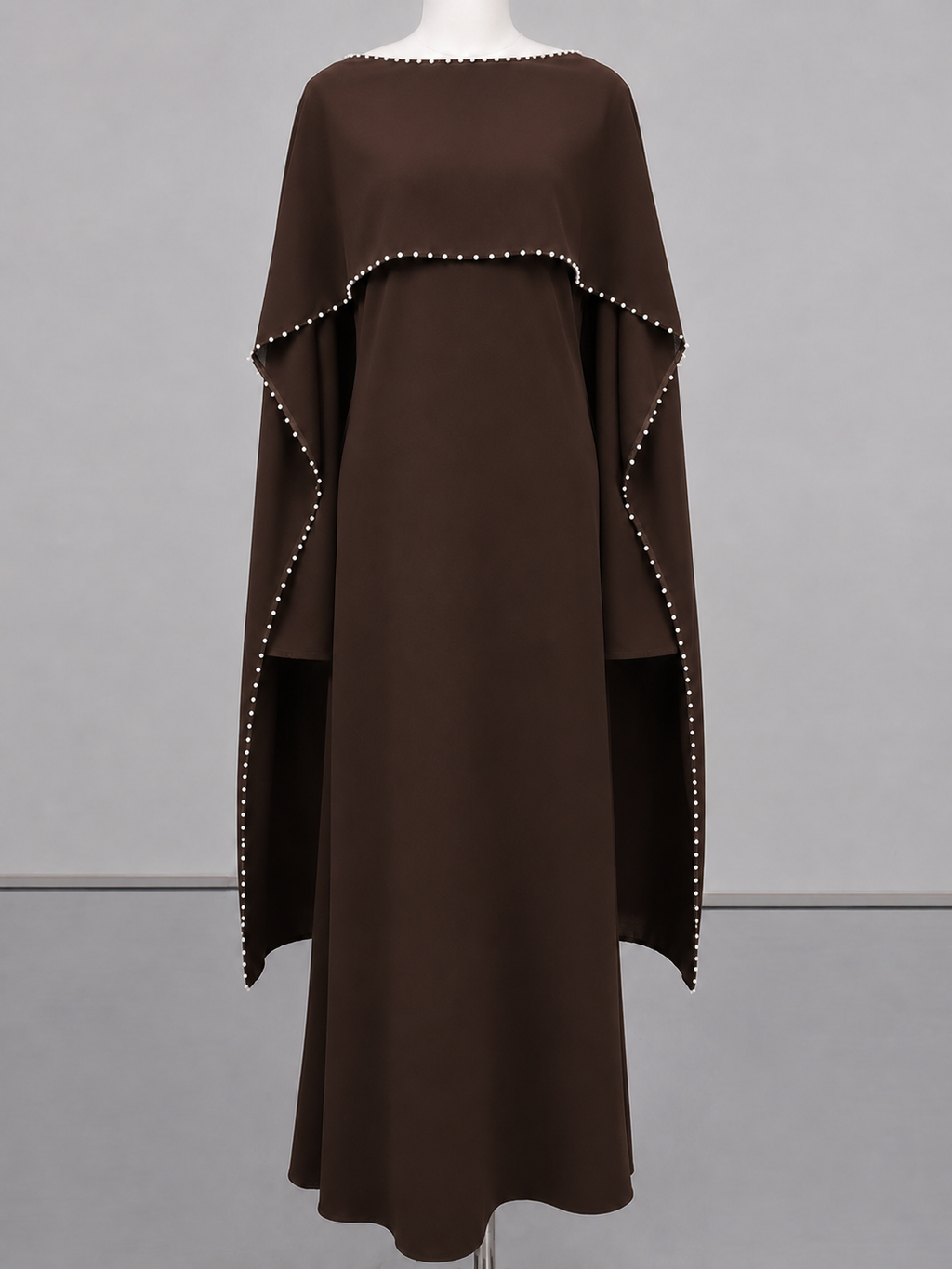 Layla Pearl Shawl Dress - Coffee