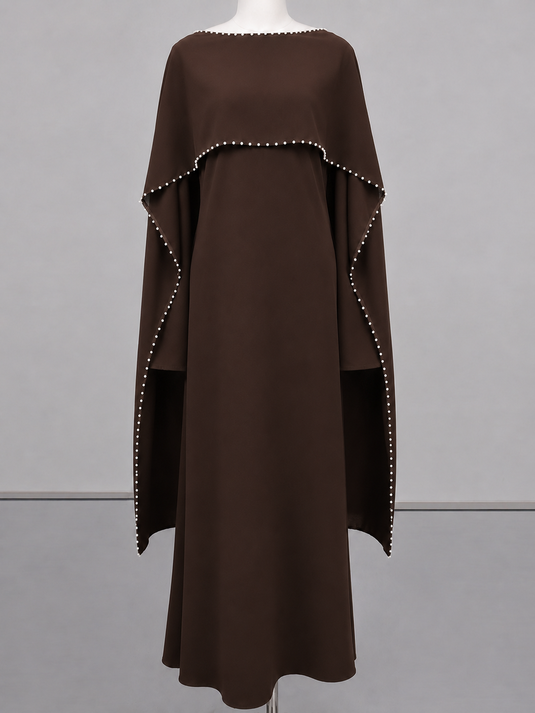 Layla Pearl Shawl Dress - Coffee