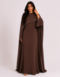 Layla Pearl Shawl Dress - Coffee