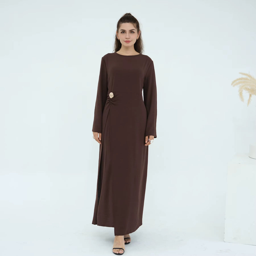 Lena Gold Detail Maxi Dress - Coffee