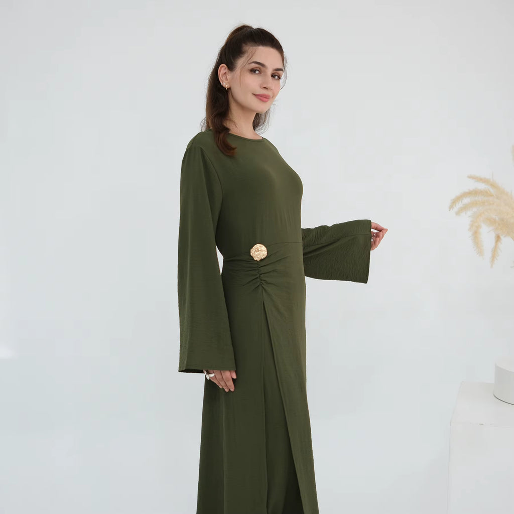 Lena Gold Detail Maxi Dress - Green