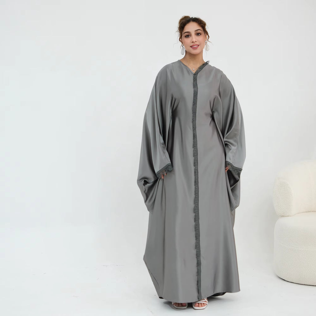 Samira Satin Kaftan - Black