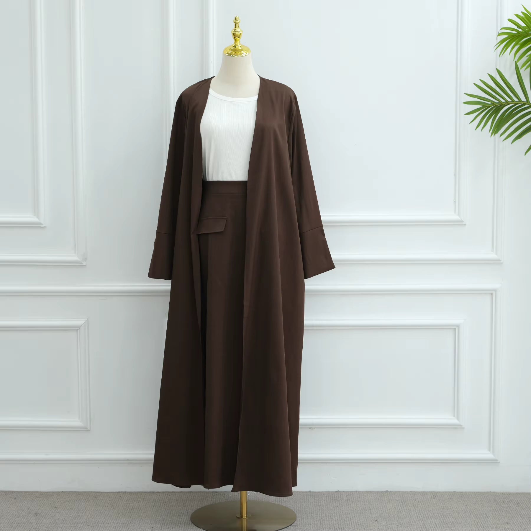 Amal Co Ord Abaya Set - Chocolate