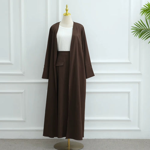Amal Co Ord Abaya Set - Chocolate