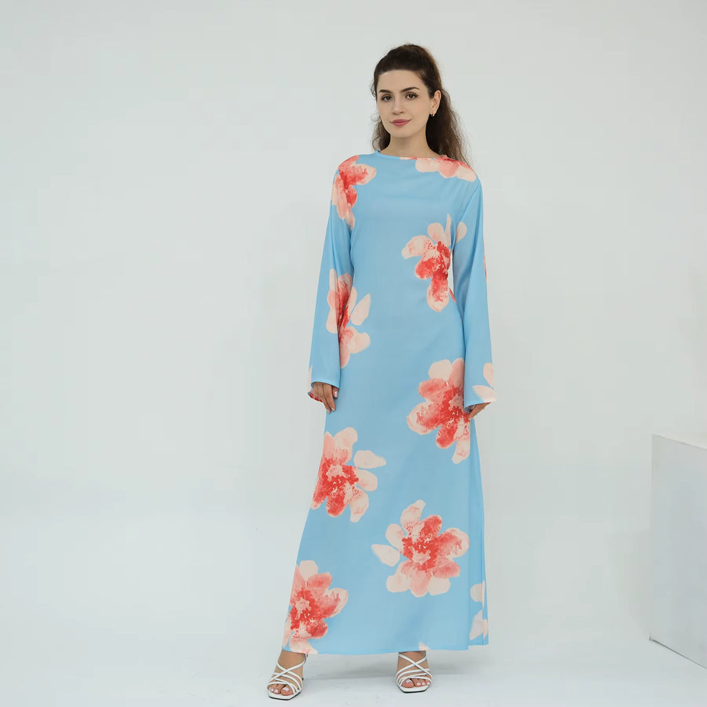 Amalfi Floral Maxi Dress - Baby Blue