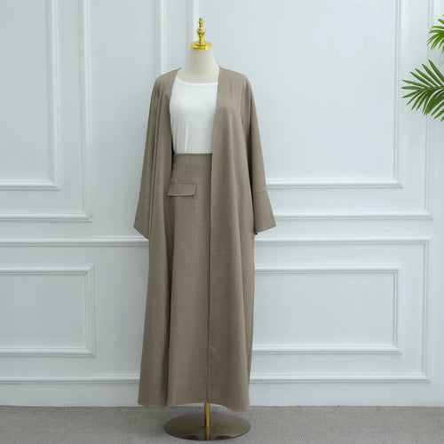 Amal Co Ord Abaya Set - Light Mocha