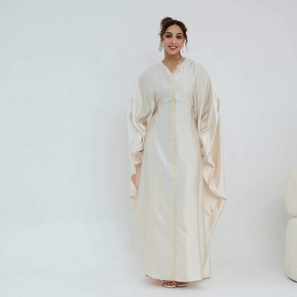 Samira Satin Kaftan - Cream