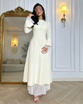 Elara Lace Modest Dress - Beige/Cream/White