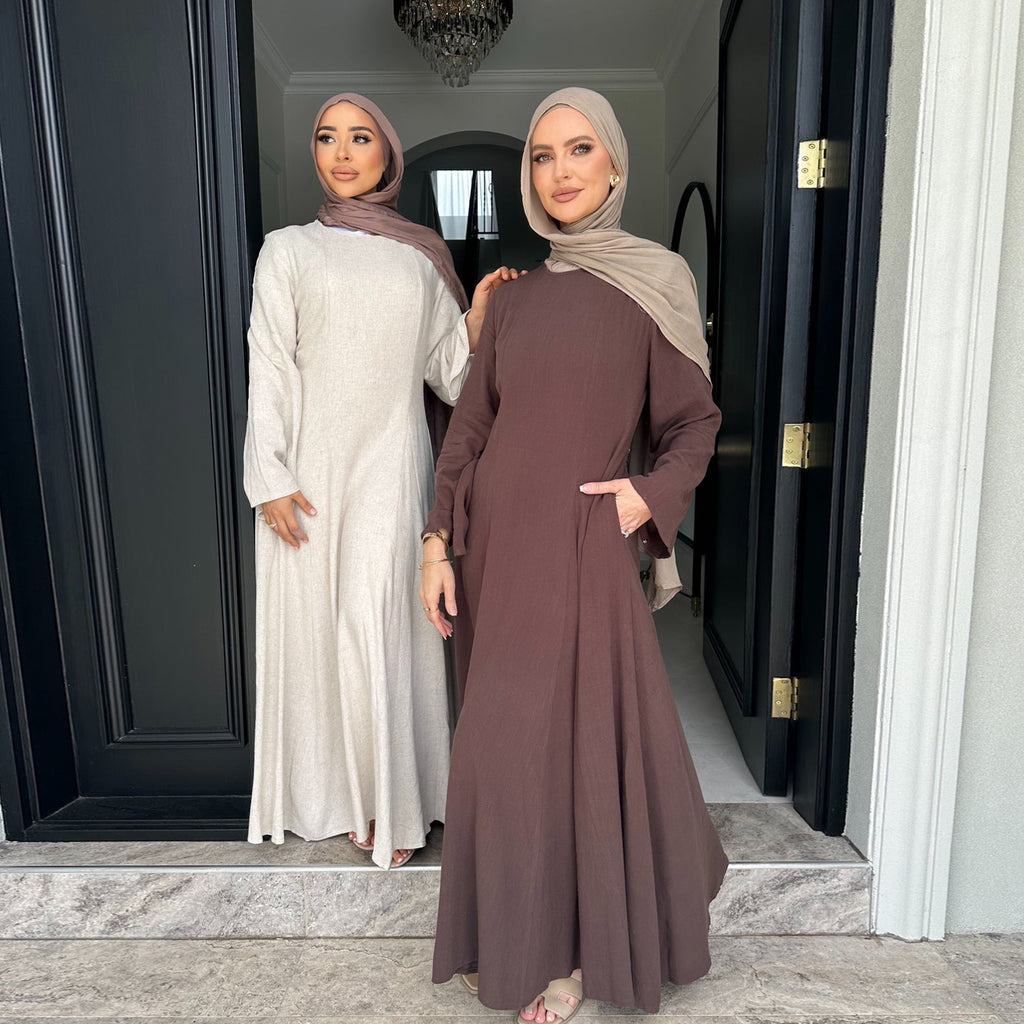 Leyli Tie Waist Maxi Dress - Brown