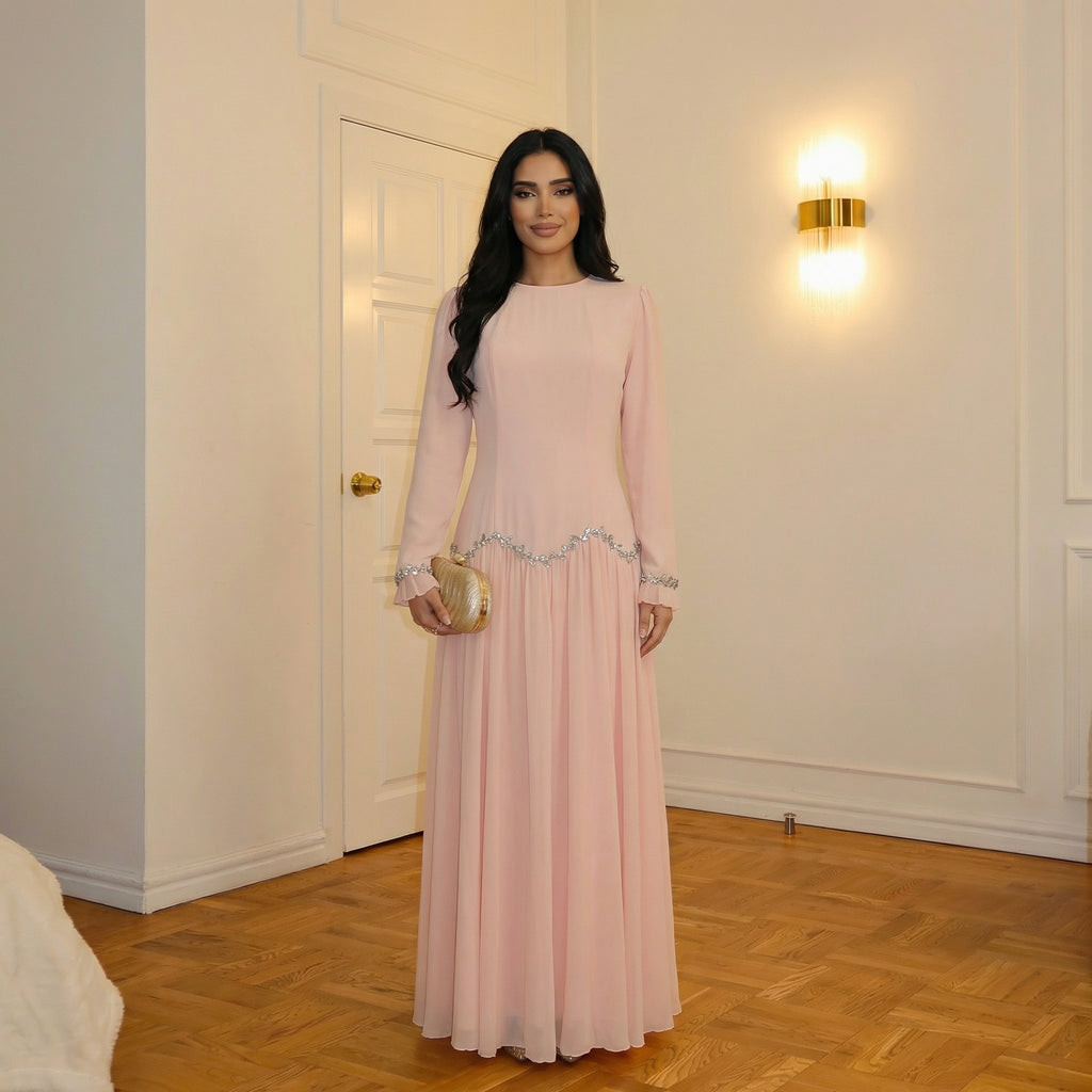 Alaia Modest Evening Dress - Baby Pink