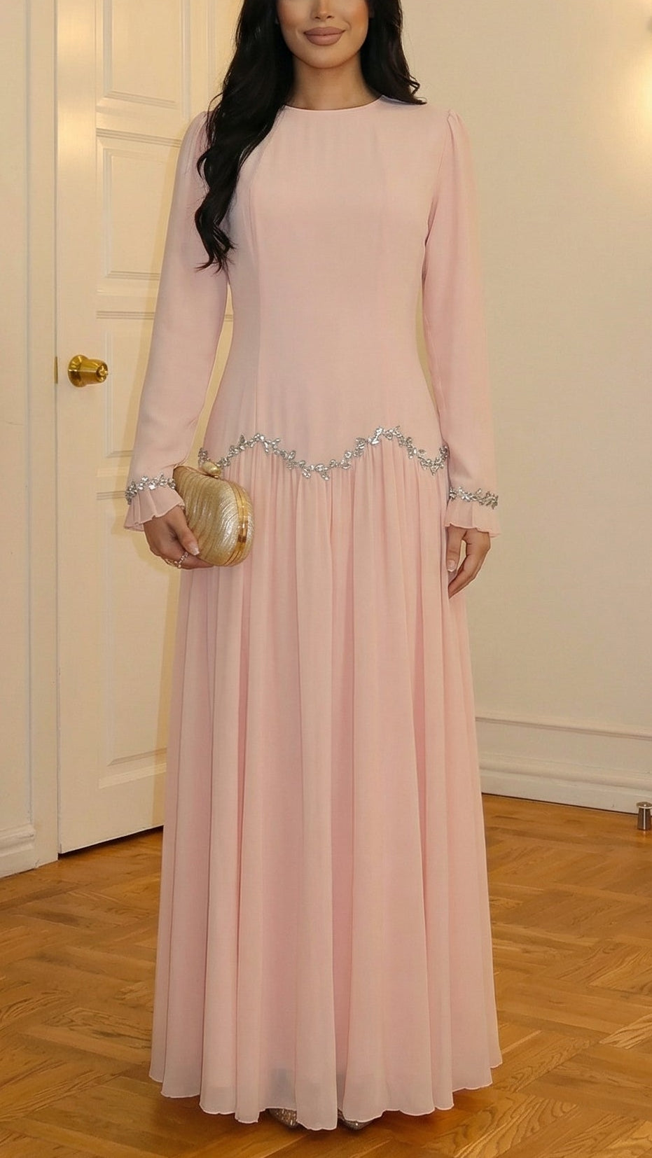 Alaia Modest Evening Dress - Baby Pink