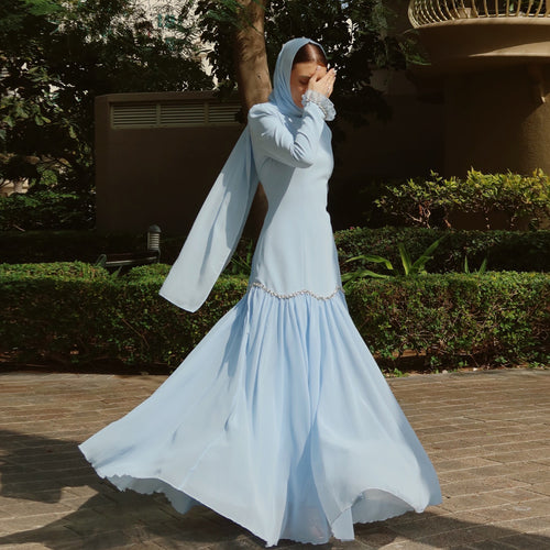 Alaia Modest Evening Dress - Baby Blue