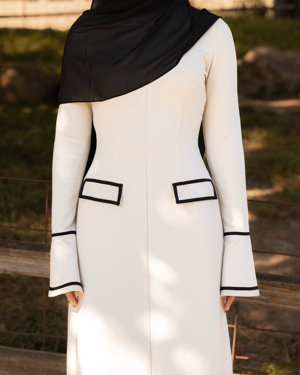 Amara Contrast Trim Maxi Dress - Ivory