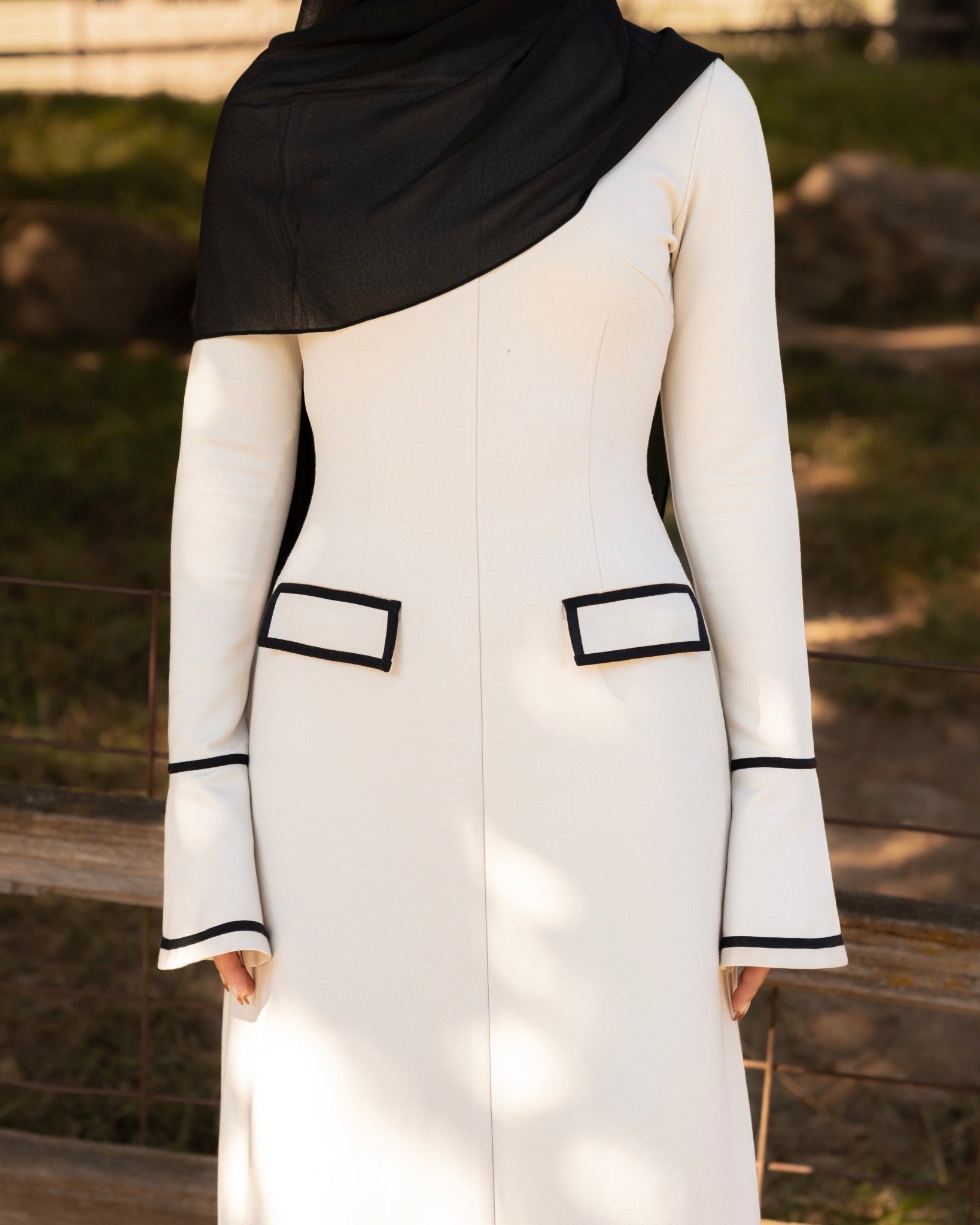 Amara Contrast Trim Maxi Dress - Ivory