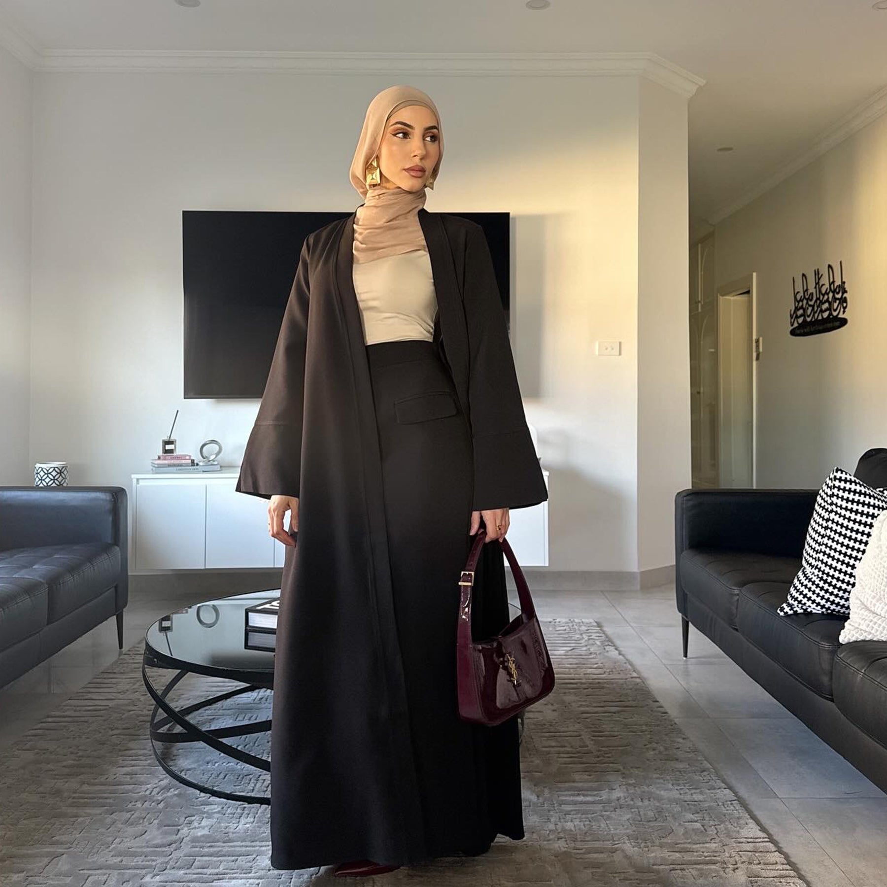 Amal Co Ord Abaya Set - Chocolate