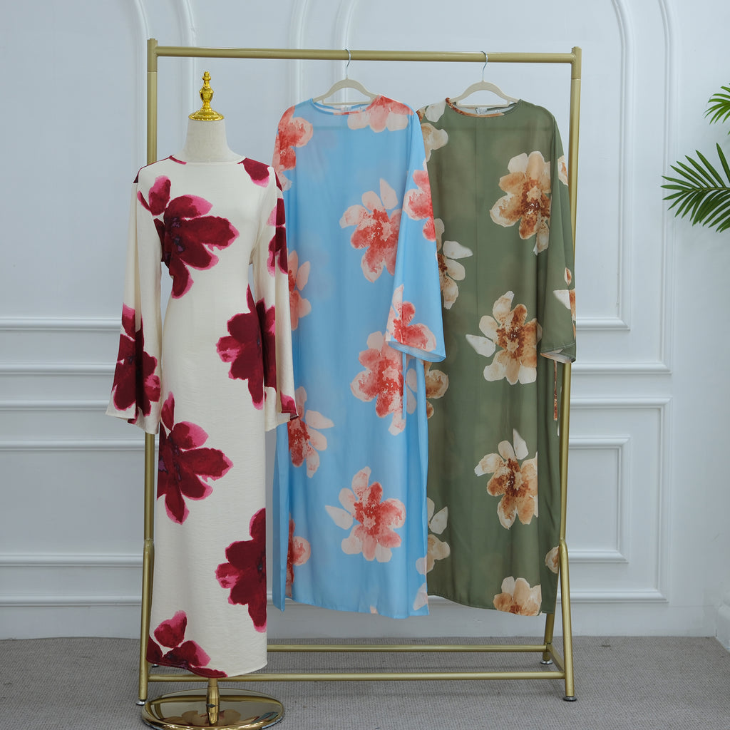 Amalfi Floral Maxi Dress - Baby Blue
