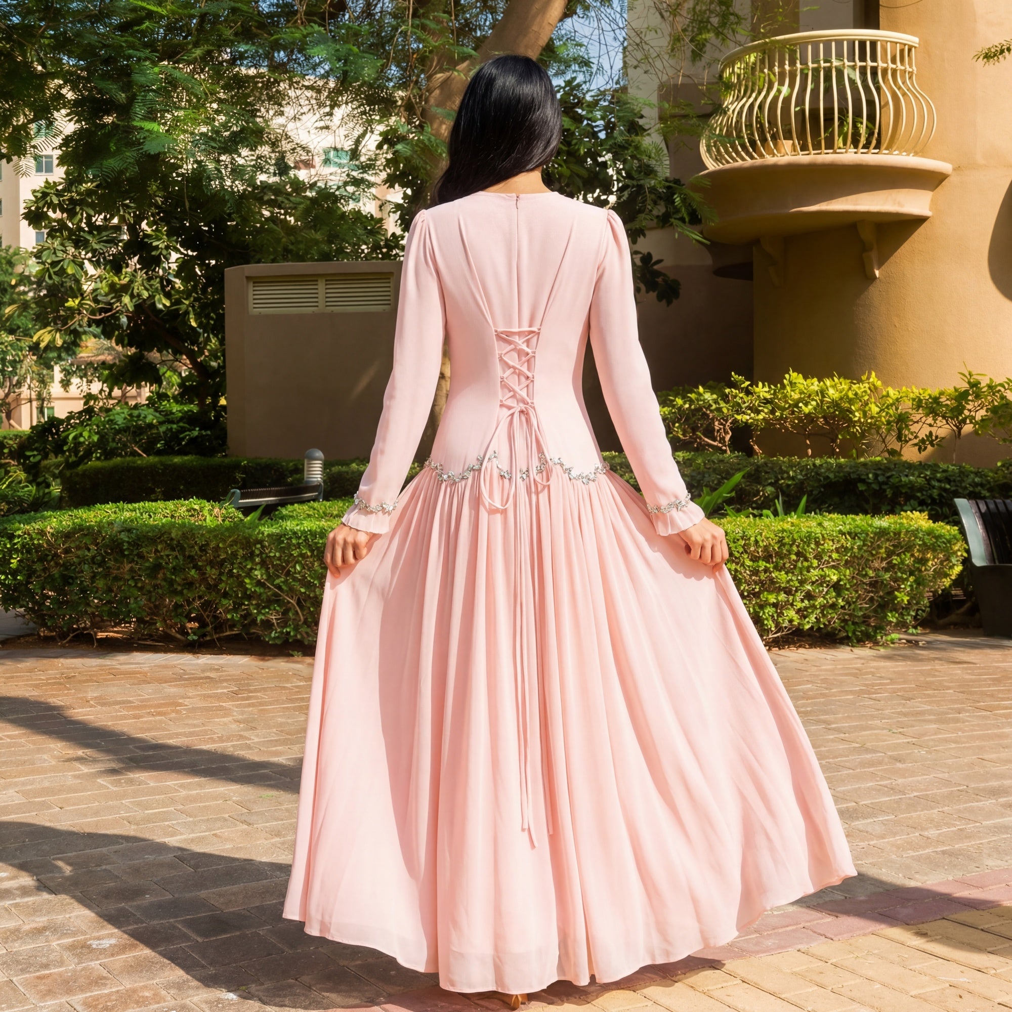Alaia Modest Evening Dress - Baby Pink