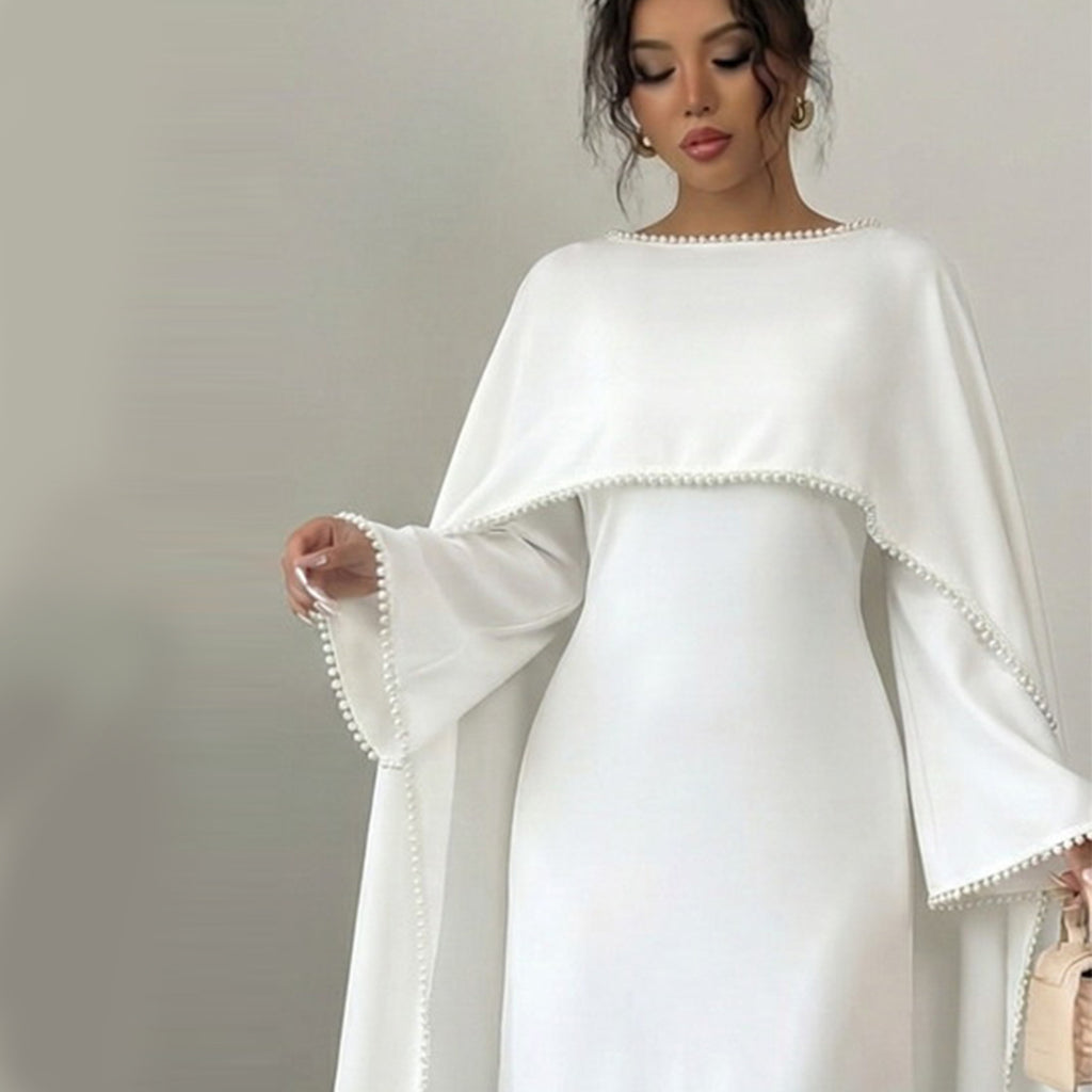 Layla Pearl Shawl Dress - White