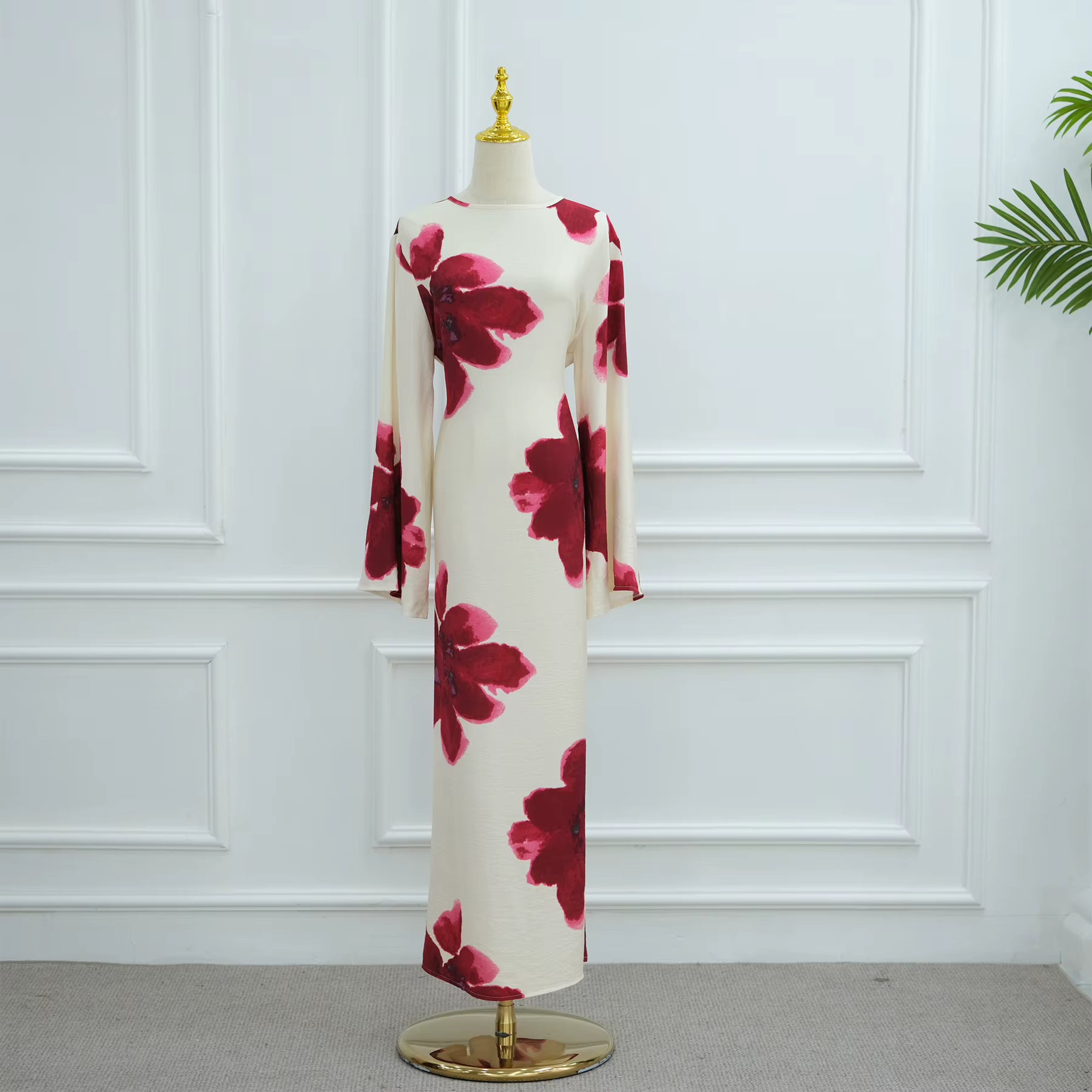 Amalfi Floral Maxi Dress - White/Red