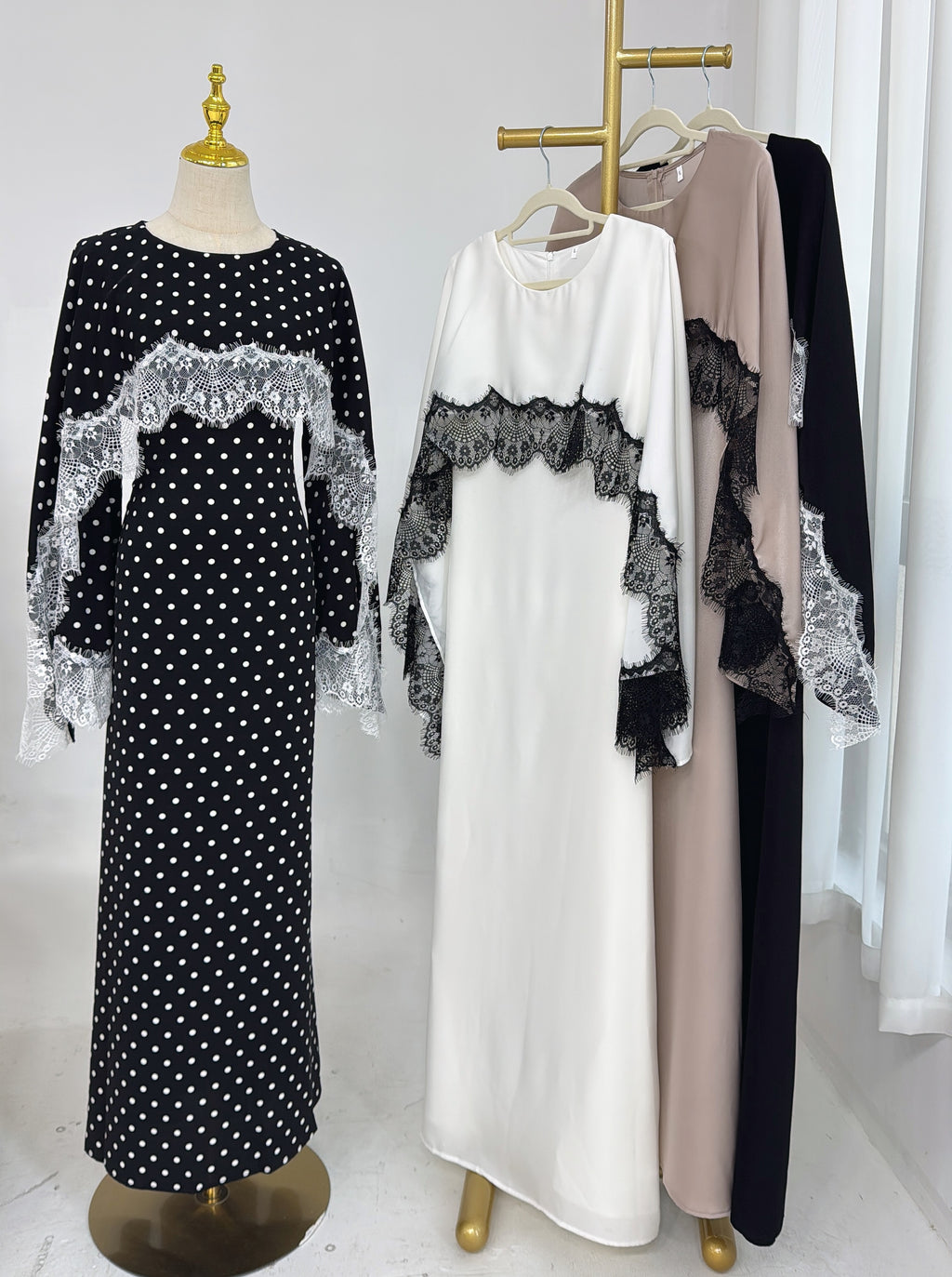 Celeste Lace Shawl Dress - Black