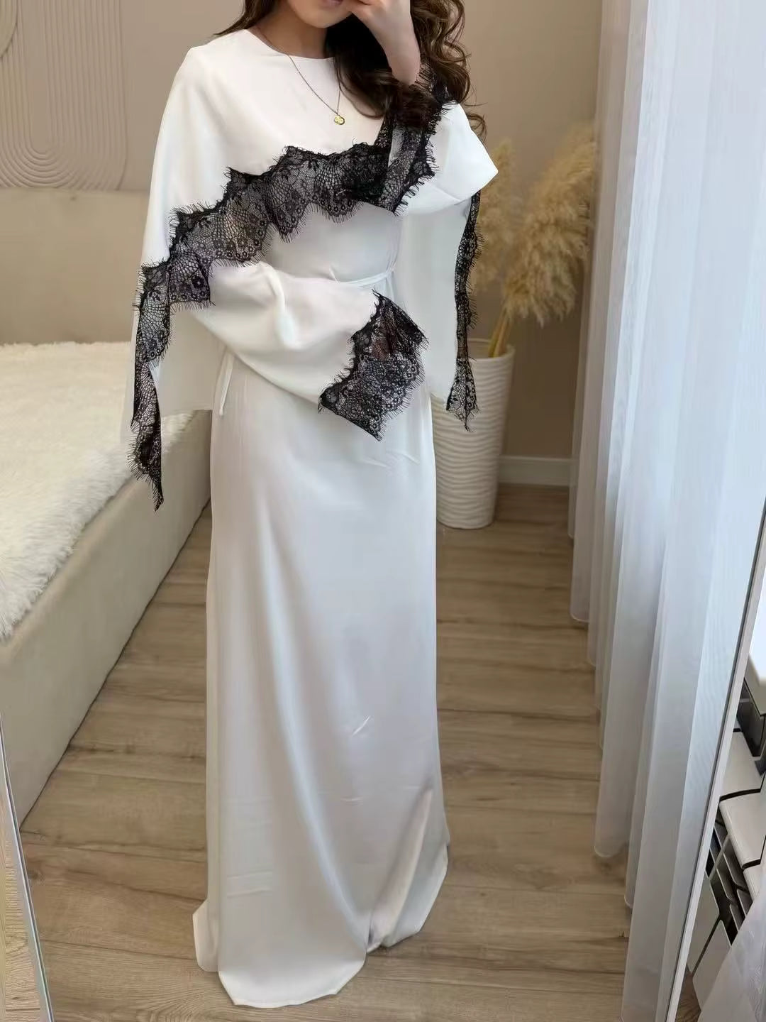 Celeste Lace Shawl Dress - Cream