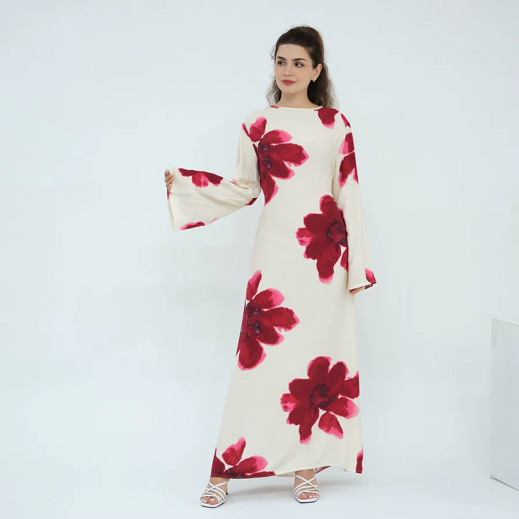 Amalfi Floral Maxi Dress - White/Red