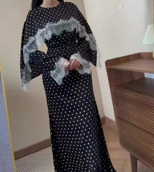 Celeste Lace Shawl Dress - Polka Dot
