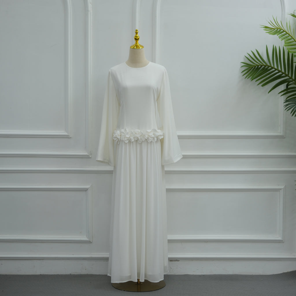 Ayla Floral Waist Maxi Dress - White