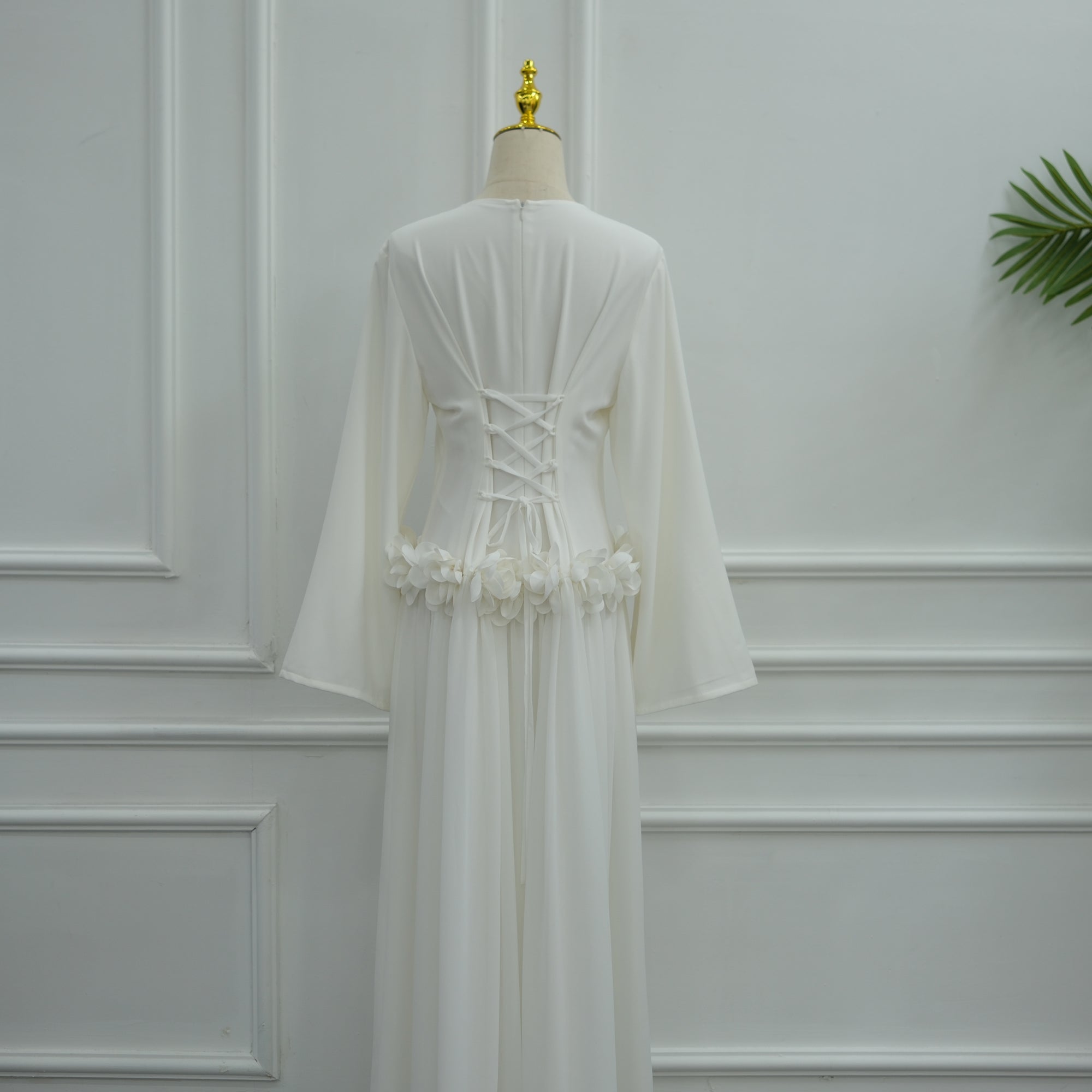 Ayla Floral Waist Maxi Dress - White