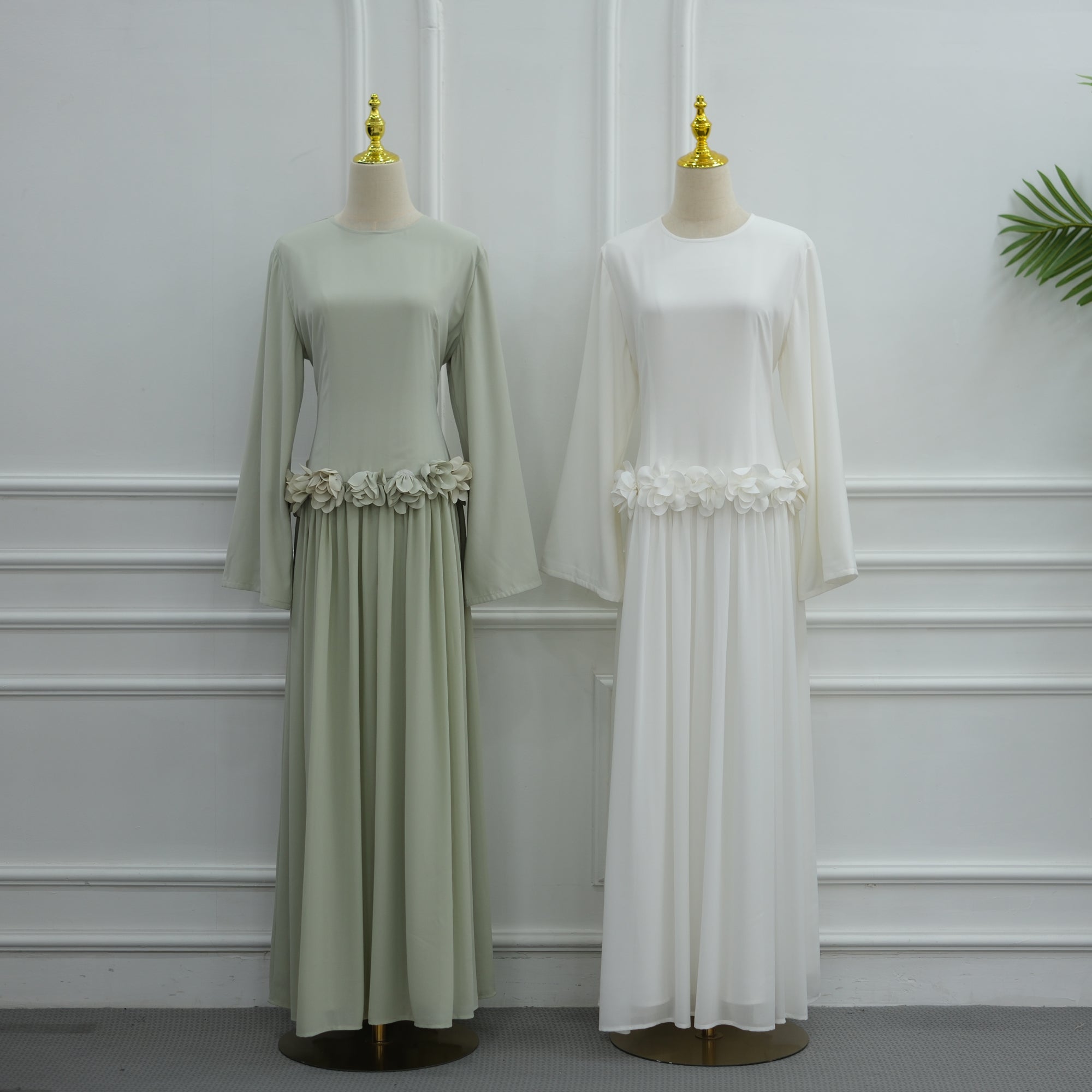 Ayla Floral Waist Maxi Dress - White