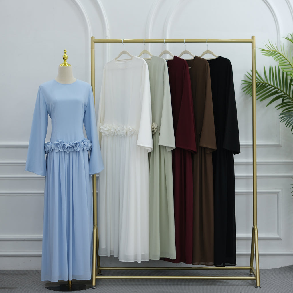 Ayla Floral Waist Maxi Dress - Blue